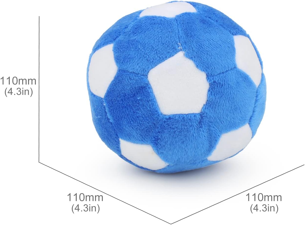 Dog Toys Balls - Chewable Plush Football for Dogs, Soft Pet Squeaky Ball Stuffed with Fluffy, Durable Indoor Outdoor Dog Puzzle Toy, Birthday for Puppy Small and Medium Breeds