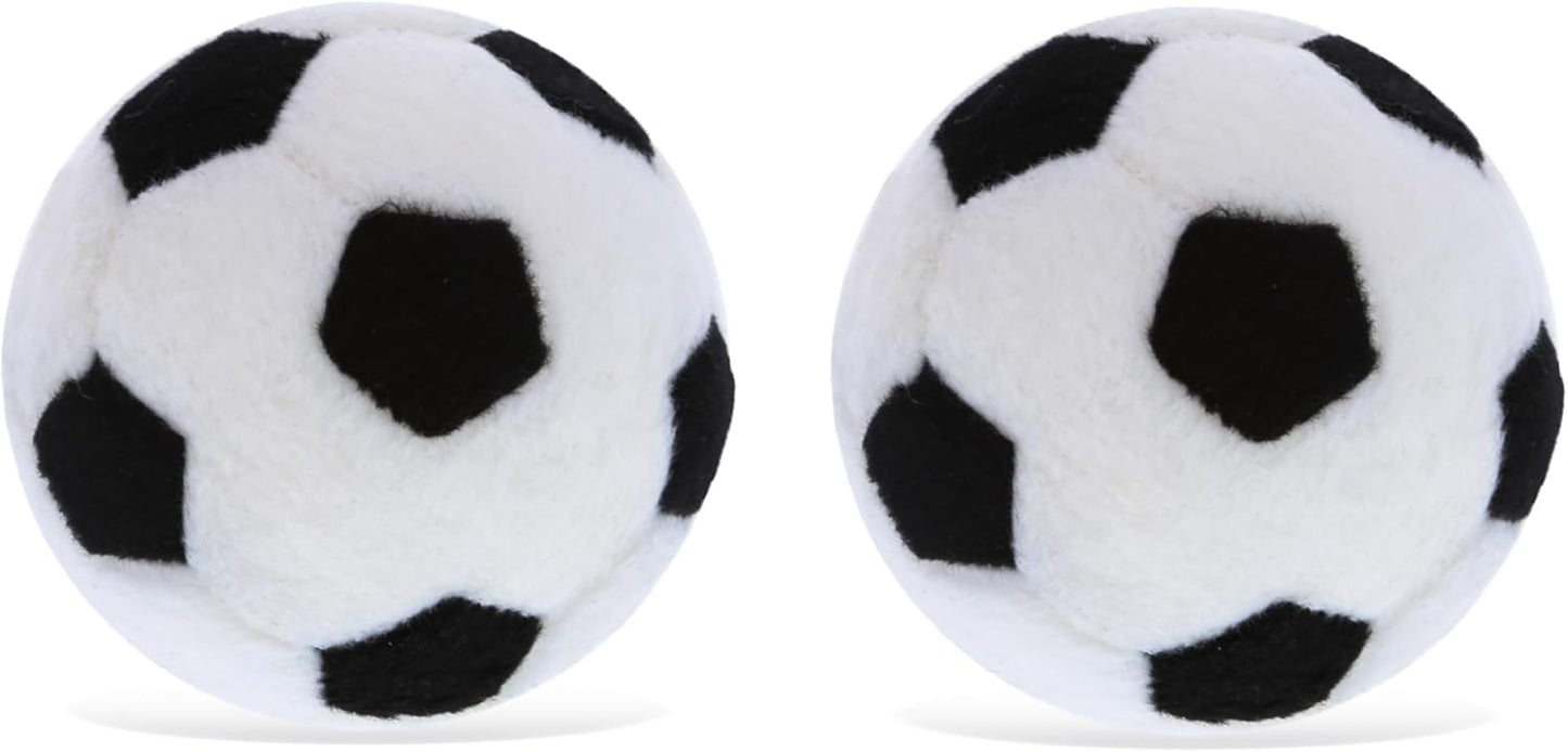 Dog Toys Soft Plush Soccer Ball Squeaker Black and White Sports Fetch Play 4.5" (2 Soccer Balls)