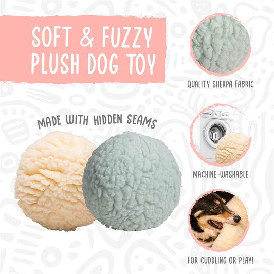 Plush Ball Dog Toy - Fuzzy Round Ball Dog Toy with Soft Fleece, Durable Stuffed Plush for Small and Large Breeds - 8" , Large