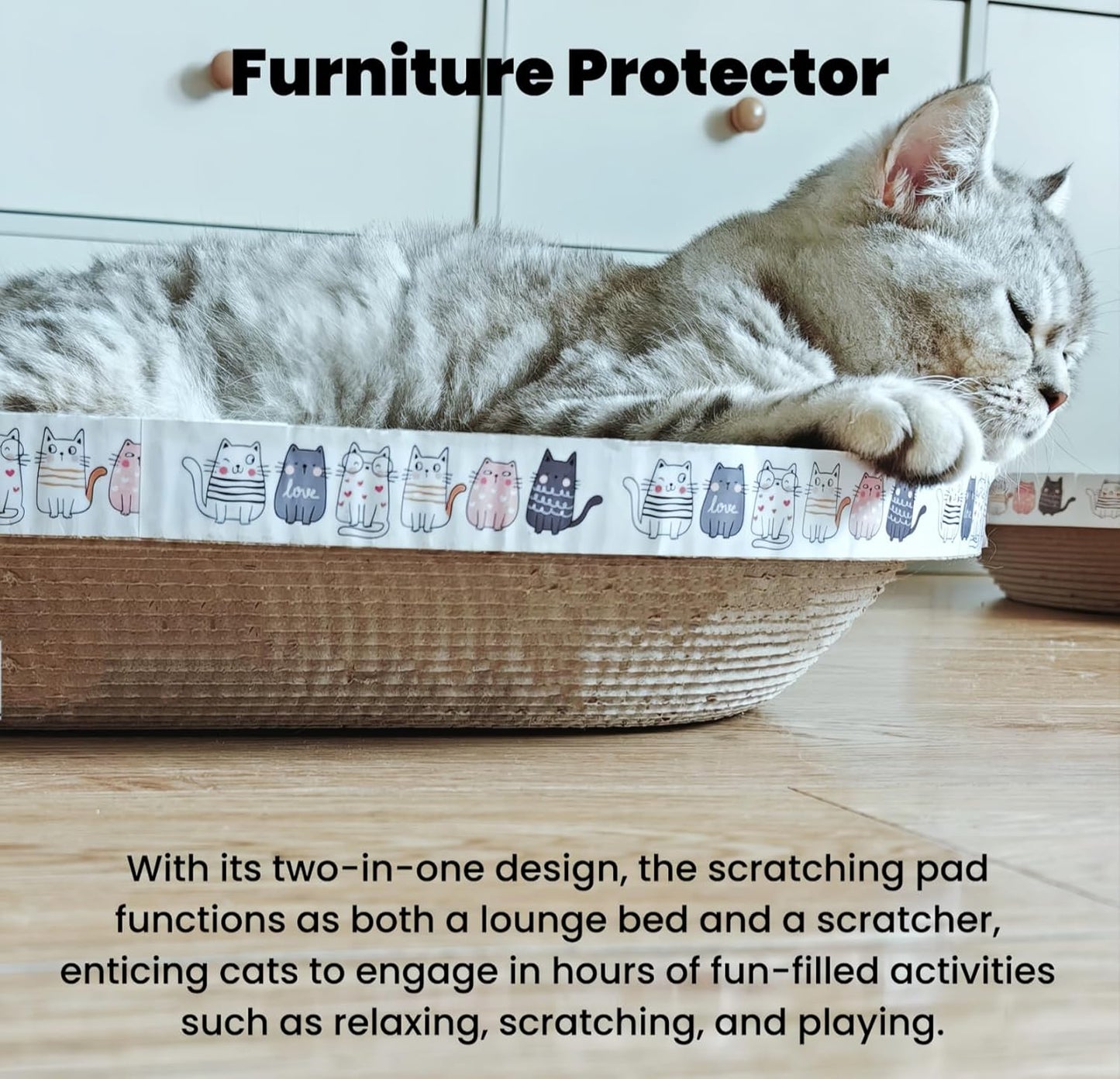 4 Pack Large Cat Scratcher Cardboard, Oval Cat Scratcher Bed Scratch Pad Board Lounge Couch Cats Bowl Shaped Scratching Post Nest for Cats Grinding Claw Furniture Protector
