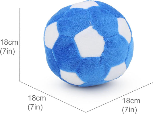 Dog Toys Balls, Pet Chew Toy Stuffed with Fluffy, Funny & Cute Interactive Play Dog Squeak Toy, Durable Indoor Outdoor Dog Puzzle Toys Soft Plush Football for Medium and Large Dogs Breeds, 7in