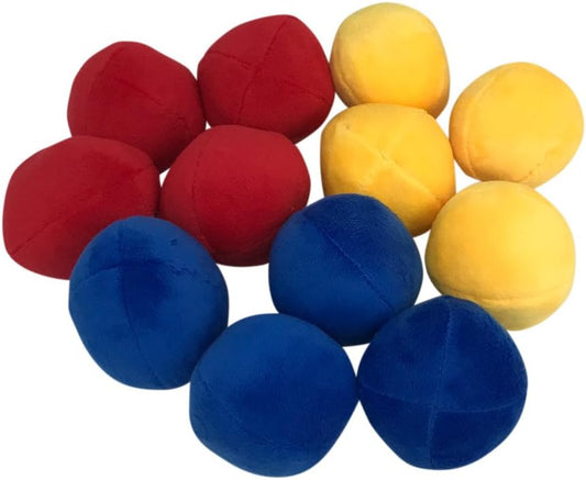 12 Pack Plush Squeaky Balls for Small Dogs or Cats - Red, Yellow, Blue