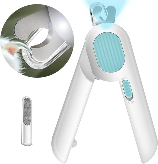 Cat Nail Clipper with  Light and Nail File, Dog Claw Trimmer with Bright Light to Avoid Excessive Cutting - Pet Grooming Tool for Tiny Dog Cat Kitten Bunny Rabbit Blue