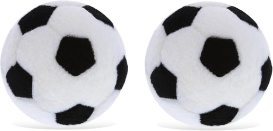 Dog Toys Soft Plush Soccer Ball Squeaker Black and White Sports Fetch Play 4.5" (2 Soccer Balls)