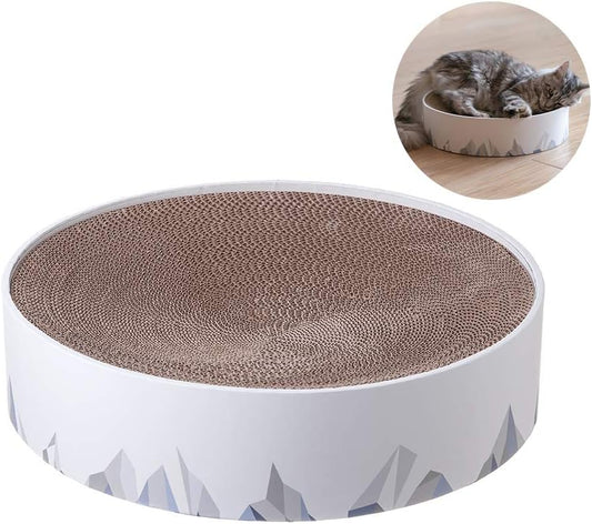 Cat Scratch Bowl Cat Cardboard Pad for Indoor Cats Lounge - Round Cat Scratcher Couch Bed with Geometric Pattern