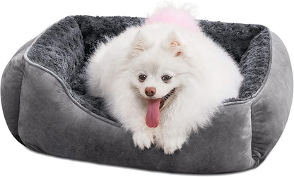 Rectangle Dog Bed for Large Medium Small Dogs Machine Washable Sleeping Dog Sofa Bed Non-Slip Bottom Breathable Soft Puppy Bed Durable Orthopedic Calming Pet Cuddler, Multiple Size, Grey