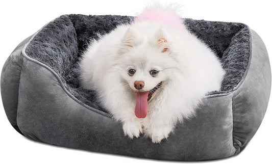 Rectangle Dog Bed for Large Medium Small Dogs Machine Washable Sleeping Dog Sofa Bed Non-Slip Bottom Breathable Soft Puppy Bed Durable Orthopedic Calming Pet Cuddler, Multiple Size, Grey
