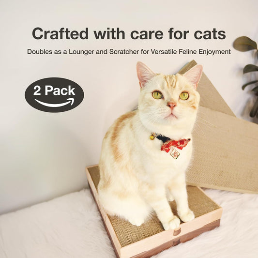 Cardboard Cat Scratcher Bed for Indoor Cats - Cat Scratching Board (16" Wide, c. Replacement 2 Pads)
