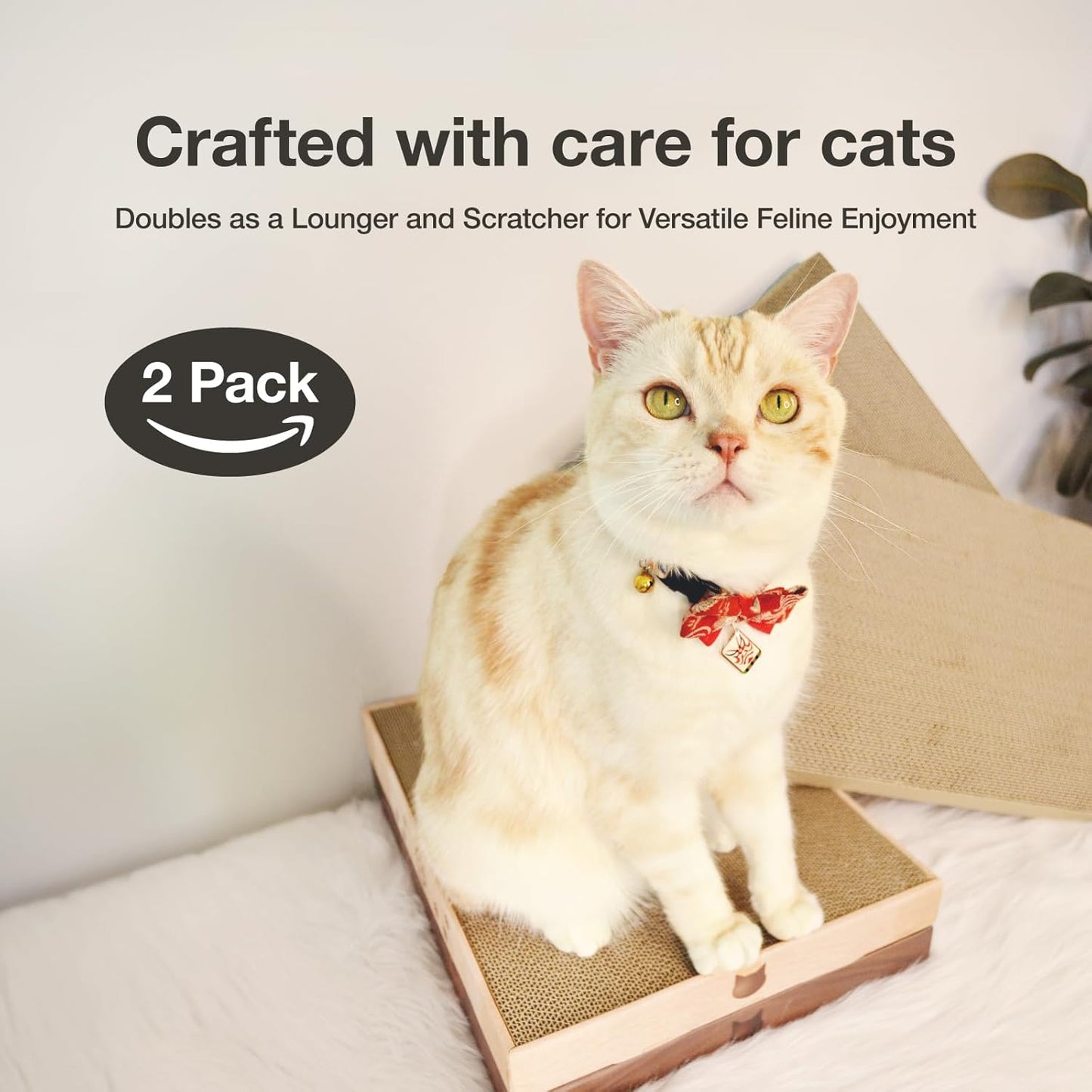 Cardboard Cat Scratcher Bed for Indoor Cats - Cat Scratching Board (16" Wide, c. Replacement 2 Pads)