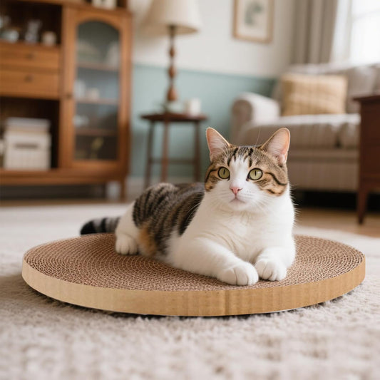 Round Cat Scratcher Refill 10 inch Diameter 7/8 Inch Thickness Circle Scratcher Replacement Scratcher Pads for Indoor Cats Scratching Cardboard (1 Pc)