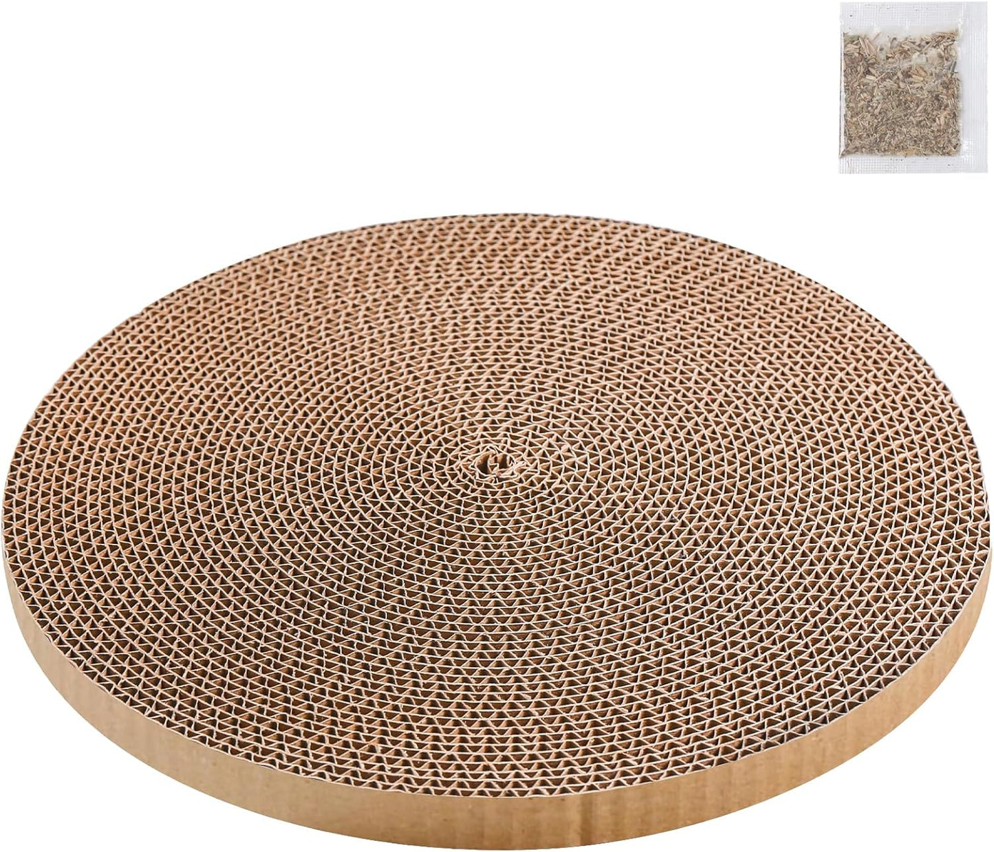 Round Cat Scratcher Refill 10 inch Diameter 7/8 Inch Thickness Circle Scratcher Replacement Scratcher Pads for Indoor Cats Scratching Cardboard (1 Pc)