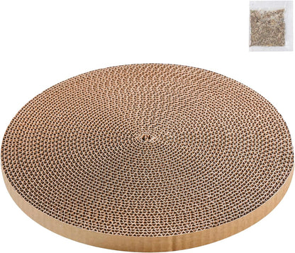Round Cat Scratcher Refill 10 inch Diameter 7/8 Inch Thickness Circle Scratcher Replacement Scratcher Pads for Indoor Cats Scratching Cardboard (1 Pc)