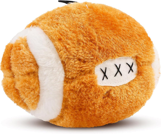 Plush Football Dog Toy with Squeaker | Soft, Plush Fabric Football Squeak Toy for Small and Large Dog Breeds | Fetch Toy for Throwing and Chasing | 4.5"