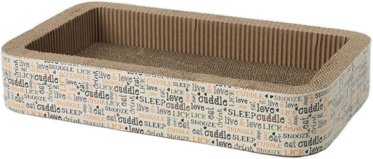 13081 Rectangular Corrugated Cat Lounge Scratcher 20-Inch Long 12-Inch Wide 3.5-Inch Tall with Cat Nip for Cats, Multicolored
