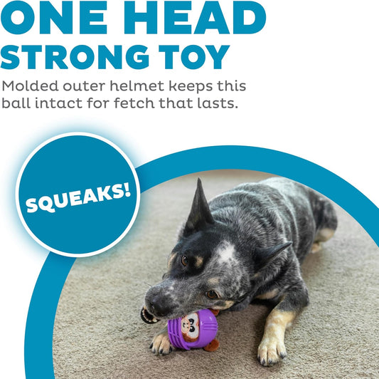 Monkey Dog Toy, Plush Squeaky Fetch Ball, Durable Dog Toy for Active Play, Multicolored, Small