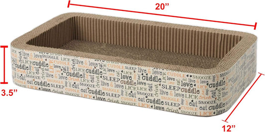 13081 Rectangular Corrugated Cat Lounge Scratcher 20-Inch Long 12-Inch Wide 3.5-Inch Tall with Cat Nip for Cats, Multicolored