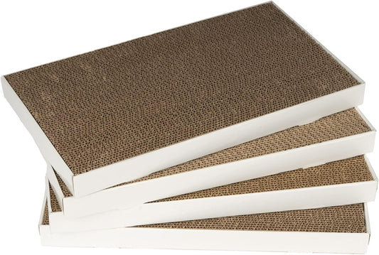 Corrugated Cardboard Cat Scratchers, 4 Pack, White