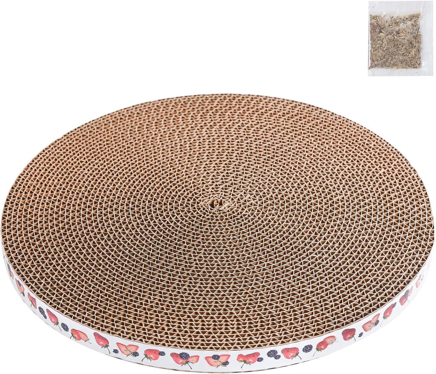 Round Cat Scratcher Pad 10 inch Diameter 3/5 inch Thickness Scratch Replacement Cardboard Cat Scratcher Refill Scratching Board Cat scratchers for Indoor Cats(1 Pc)