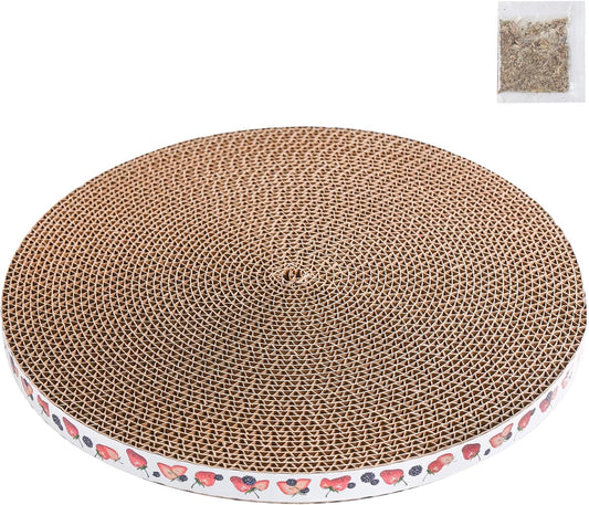 Round Cat Scratcher Pad 10 inch Diameter 3/5 inch Thickness Scratch Replacement Cardboard Cat Scratcher Refill Scratching Board Cat scratchers for Indoor Cats(1 Pc)
